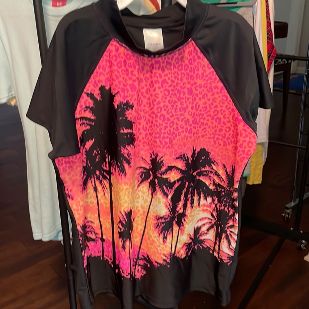 Xhilaration XL 14-16 Palm Tree Rashguard